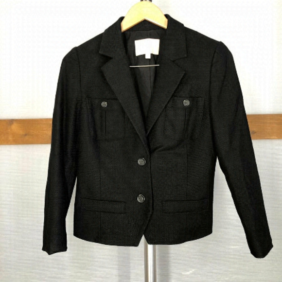 Banana REPUBLIC FACTORY Linen/Cotton Black Woven‎ Blazer Sz 8 - Picture 1 of 11